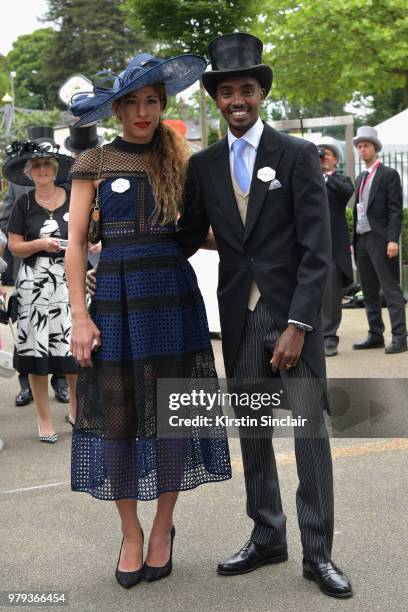 Sir Mo Farah and Tania Nell on day 2 of Royal Ascot at Ascot Racecourse on June 20, 2018 in Ascot, England.