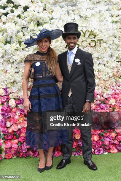 Sir Mo Farah and Tania Nell attend day 2 of Royal Ascot at Ascot Racecourse on June 20, 2018 in Ascot, England.