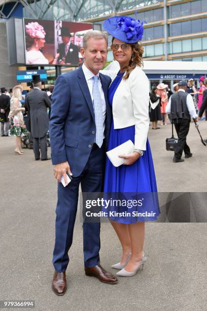 Jeremy Kyle and Vicky Burton attend day 2 of Royal Ascot at Ascot Racecourse on June 20, 2018 in Ascot, England.