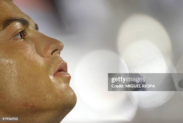 Real Madrid's Portuguese player Cristiano Ronaldo is pictured during his press coference on July 16, 2009 at the Carton House Hotel, in Maynooth, 22...