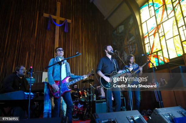 Ryan Monroe, Bill Reynolds, Ben Bridwell and Tyler Ramsey of Band of Horses perform at The Central Presbyterian Church during day three of SXSW 2010...