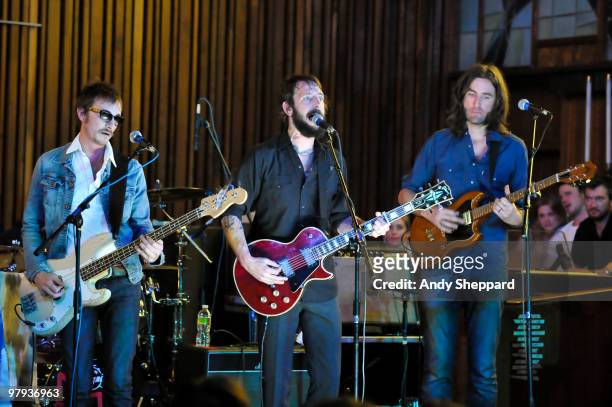 Bill Reynolds, Ben Bridwell and Tyler Ramsey of Band of Horses perform at The Central Presbyterian Church during day three of SXSW 2010 Music...