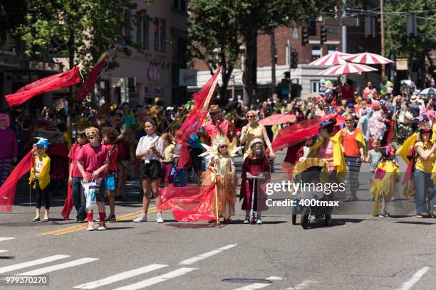 solstice parade - fremont solstice parade stock pictures, royalty-free photos & images