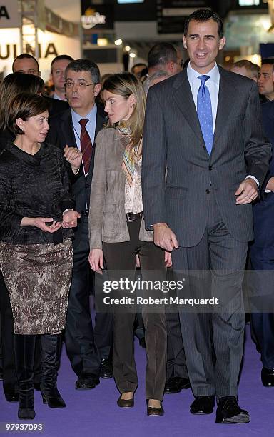 Spanish prince Felipe and princess Letizia attend the 'Alimentaria 2010' at the Fira Gran 2 on March 22, 2010 in Barcelona, Spain.