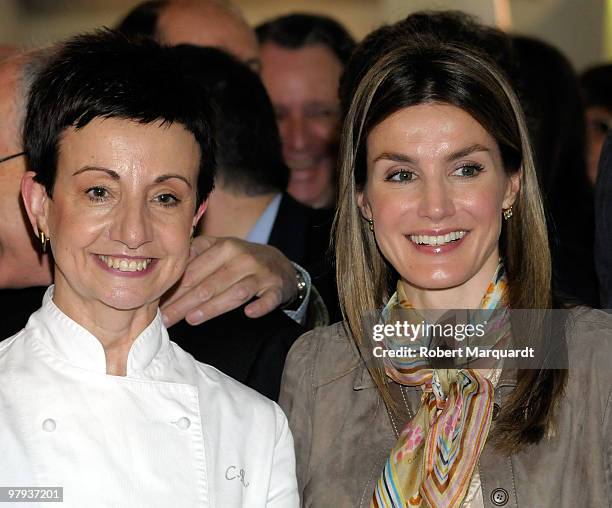 Princess Letizia of Spain and chef Carme Ruscalleda attend the 'Alimentaria 2010' at the Fira Gran 2 on March 22, 2010 in Barcelona, Spain.