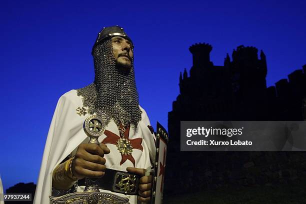 Warrior at the party the night of the temple in Ponferrada, Bierzo and Castilla y Leon region , 25th March 2005