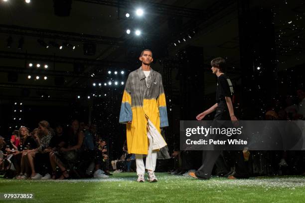 Model walks the runway during the Off-White Menswear Spring/Summer 2019 show as part of Paris Fashion Week on June 20, 2018 in Paris, France.