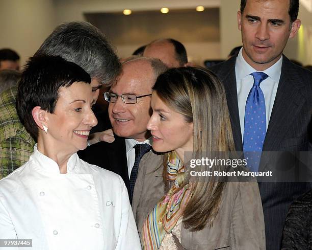 Princess Letizia of Spain , chef Carme Ruscalleda , President of the Generalitat de Catalunya Jose Montilla and Prince Felipe of Spain attend...