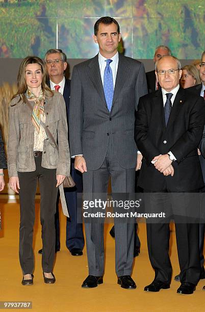 Prince Felipe and Princess Letizia of Spain, and President of the Generalitat de Catalunya Jose Montilla attend 'Alimentaria 2010' at the Fira Gran 2...
