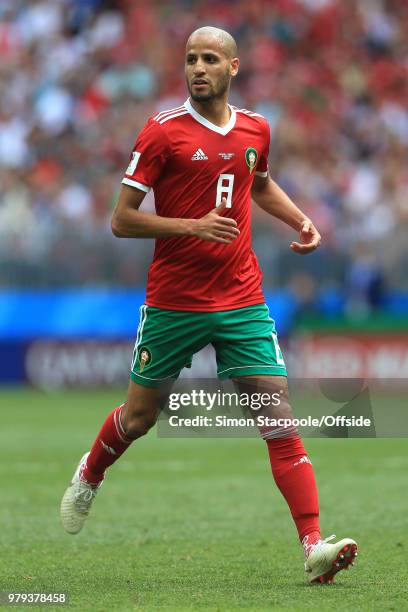 Karim El Ahmadi of Morocco during the 2018 FIFA World Cup Russia group B match between Portugal and Morocco at Luzhniki Stadium on June 20, 2018 in...