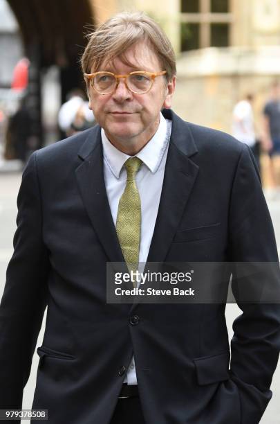 Guy Verhofstadt Member of the European Parliament leaving the House of Commons on June 20, 2018 in London, England. The European parliament's chief...