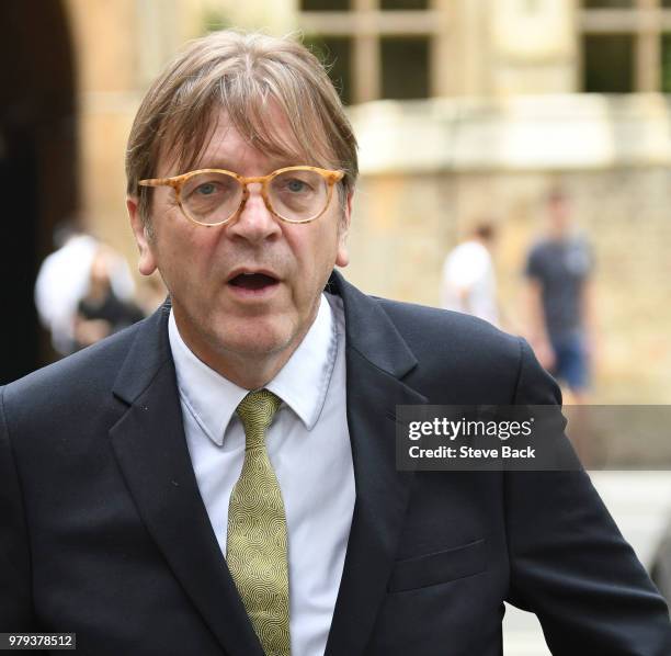 Guy Verhofstadt Member of the European Parliament leaving the House of Commons on June 20, 2018 in London, England. The European parliament's chief...