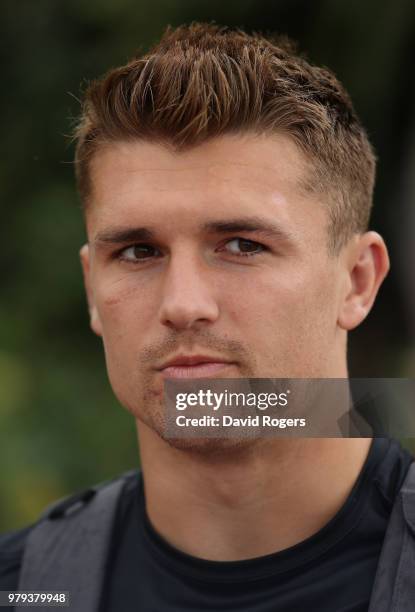 Henry Slade faces the media during the England media session on June 20, 2018 in Umhlanga Rocks, South Africa.