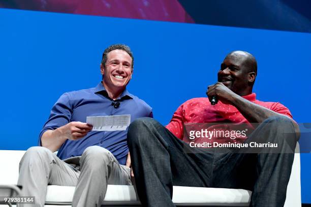Chris Cuomo and Shaquille O'Neal speak onstage during the Turner session at the Cannes Lions Festival 2018 on June 20, 2018 in Cannes, France.