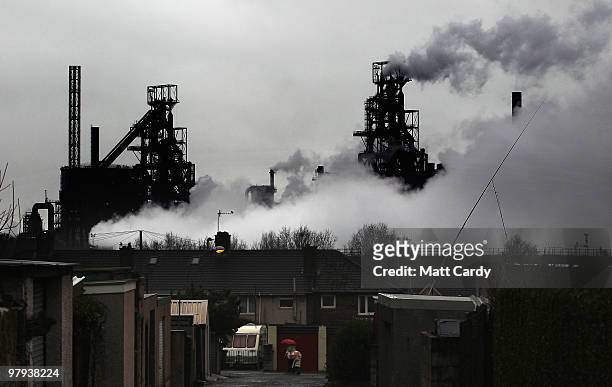 Steam and smoke rises from the steel works on March 22, 2010 in Port Talbot, Wales. According to report by a cross party group of MPs, air pollution...