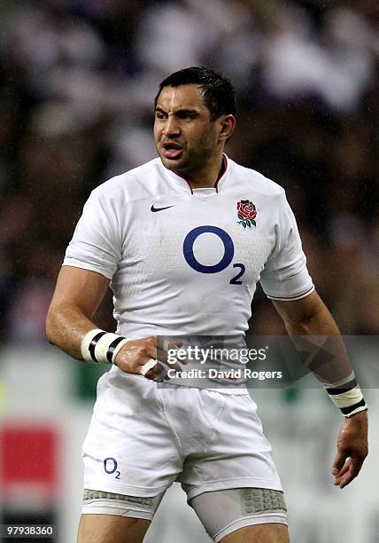 Riki Flutey of England looks on during the RBS Six Nations Championship match between France and England at the Stade de France on March 20, 2010 in...