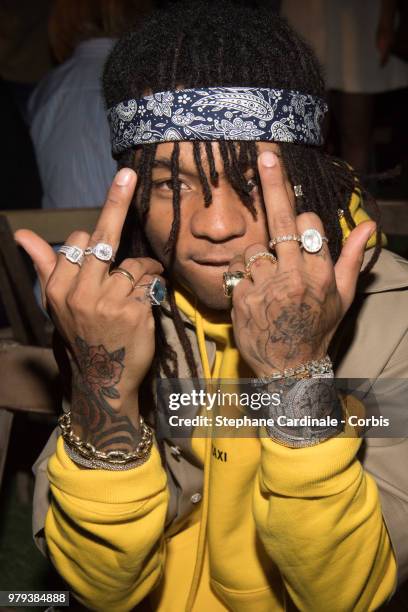 Rapper Swae Lee attends the Off-White Menswear Spring/Summer 2019 show as part of Paris Fashion Week Week on June 20, 2018 in Paris, France.