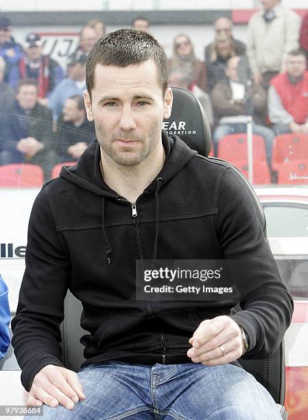 Head Coach Michael Wiesinger FC Ingolstadt looks during the 3.Liga match between FC Ingolstadt and Kickers Offenbach at the Tuja-Stadium on March 20,...