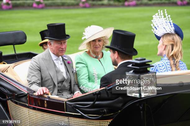Prince Charles, Prince of Wales, Camilla, Duchess of Cornwall, Peter Phillips and Autumn Phillips arrive in the royal procession on day 2 of Royal...