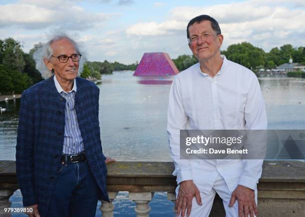 Christo and Antony Gormley attend a pre-drinks reception ahead of the annual Serpentine Summer Party in partnership with Chanel at The Serpentine...