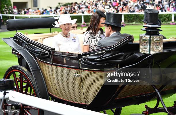 Lady Susan Hussey, Mrs Michael Magnier, Mr Michael Magnier and Lietenant Colonel Charles Richards arrive in the royal procession on day 2 of Royal...