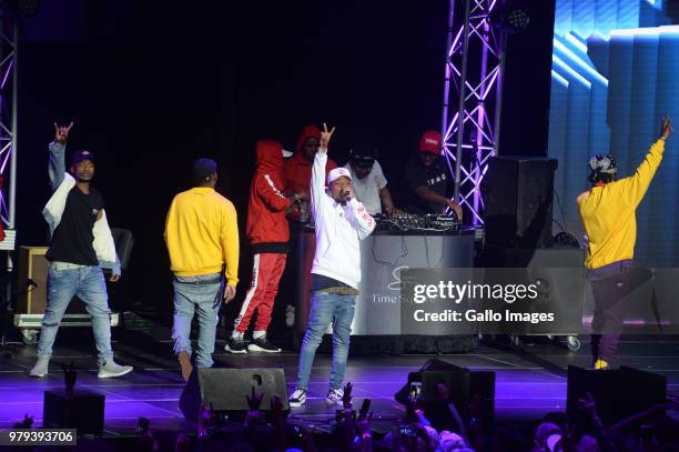 Rapper A-Reece and his label mates The Wrecking Crew 's performance during the June 16 - Youth Day Celebration concert at Time Square Sun Arena on...