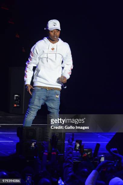 Rapper A-Reece performs during the June 16 - Youth Day Celebration concert at Time Square Sun Arena on June 16, 2018 in Pretoria, South Africa. The...