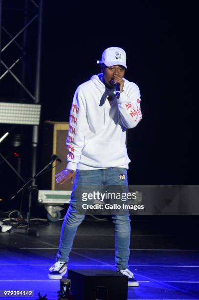 Rapper A-Reece performs during the June 16 - Youth Day Celebration concert at Time Square Sun Arena on June 16, 2018 in Pretoria, South Africa. The...
