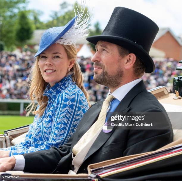 Autumn Phillips and Peter Phillips attend Royal Ascot Day 2 at Ascot Racecourse on June 20, 2018 in Ascot, United Kingdom.