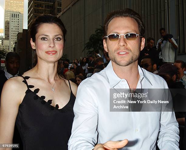 Christian Slater and wife Ryan arrive for the premiere of the movie "Minority Report" at the Ziegfeld Theater.