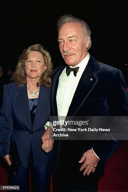 Christopher Plummer and wife Elaine attending Tony Awards at Radio City Music Hall.