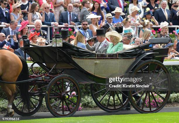 Prince Charles, Prince of Wales , Camilla, Duchess of Cornwall , Peter Phillips and Autumn Phillips arrive in the royal procession on day 2 of Royal...