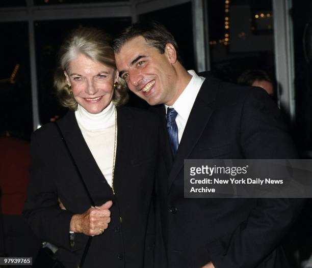 Chris Noth and his mom, Jeanne Parr, put their heads together at party at the Tavern on the Green following the opening of the Broadway play "The...