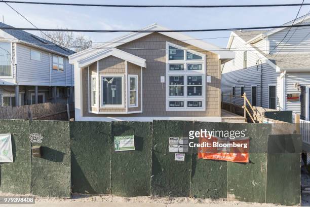 Home designed to withstand extreme weather stands under construction in the Breezy Point neighborhood of the Queens borough of New York, U.S., on...