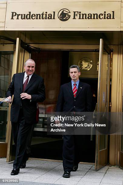 Prudential CEO Arthur Ryan and New Jersey Gov. Jim McGreevey leave the Prudential building in Newark. The building was named as a possible target of...