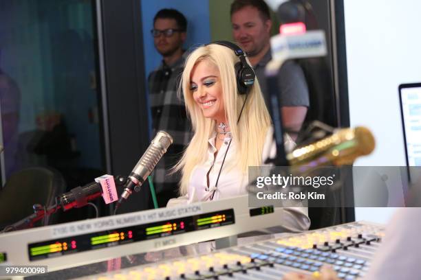 Bebe Rexha visits "The Elvis Duran Z100 Morning Show" at Z100 Studio on June 20, 2018 in New York City.