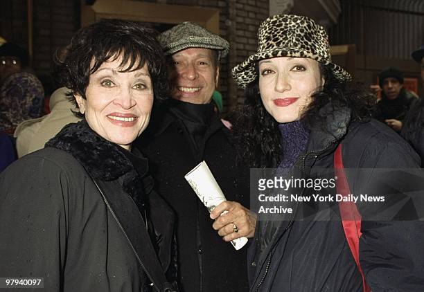 Chita Rivera and Bebe Neuwirth get together at a memorial service for dancer Gwen Verdon at the Broadhurst Theater.