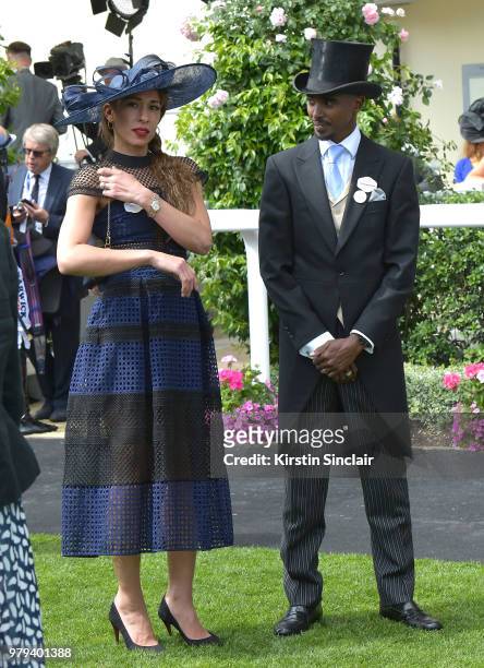 Tania Nell and Sir Mo Farah on day 2 of Royal Ascot at Ascot Racecourse on June 20, 2018 in Ascot, England.