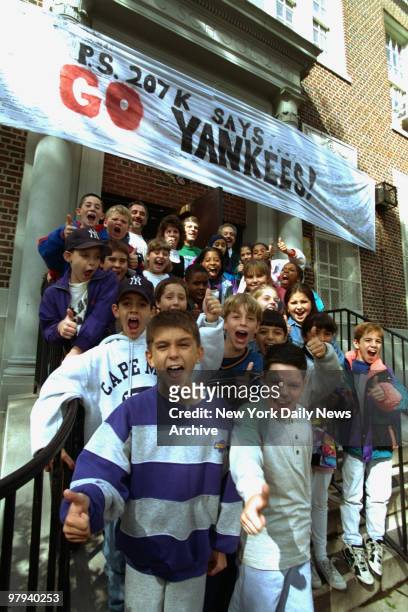 Public School 207 K on Fillmore Avenue in Marine Park, sports a huge banner for the Yankees, especially because Yankee manager Joe Torre attended the...