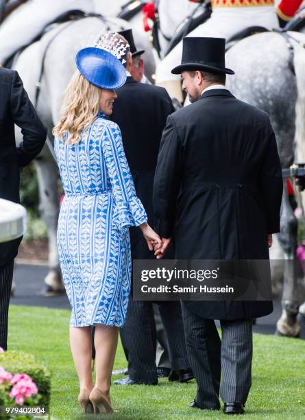 Autumn Phillips and Peter Phillips attend Royal Ascot Day 2 at Ascot Racecourse on June 20, 2018 in Ascot, United Kingdom.