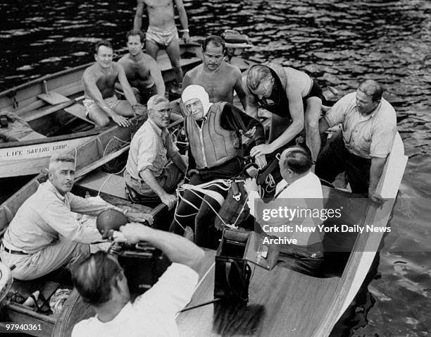 Publisher Bernarr McFadden , after he parachuted into the Hudson River from a plane.