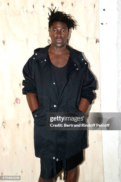 Singer Moses Sumney attends the Acne Studio Menswear Spring/Summer 2019 show as part of Paris Fashion Week on June 20, 2018 in Paris, France.