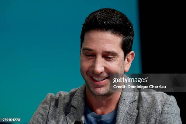 David Schwimmer speaks onstage during the DDB Worldwide session at the Cannes Lions Festival 2018 on June 20, 2018 in Cannes, France.