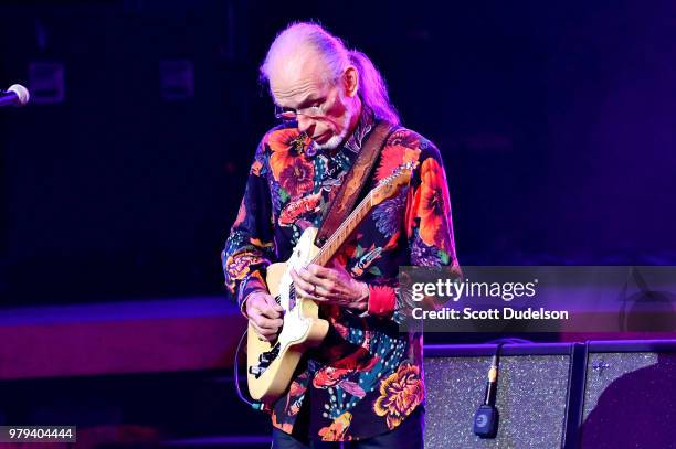 Rock and Roll Hall of Fame member Steve Howe, guitarist of the classic rock band Yes, performs onstage as a special guest during the band's 50th...