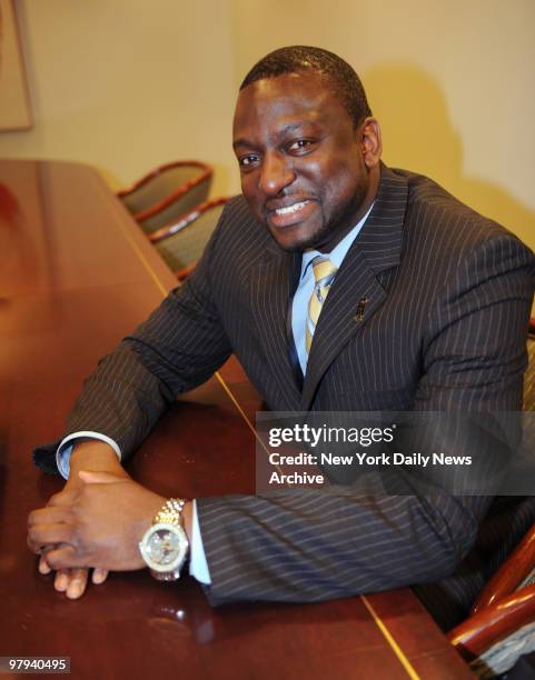 Yusef Salaam exonerated in the Central Park Jogger case from 1989, in the offices of his attorney, Jonathan Moore.