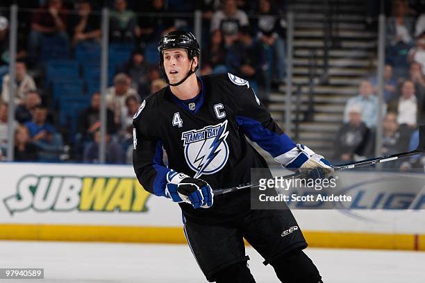 Vincent Lecavalier of the Tampa Bay Lightning skates against the Phoenix Coyotes at the St. Pete Times Forum on March 16, 2010 in Tampa, Florida.
