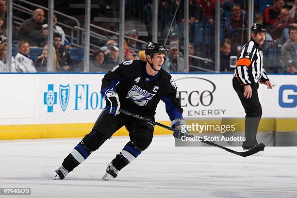 Vincent Lecavalier of the Tampa Bay Lightning skates against the Phoenix Coyotes at the St. Pete Times Forum on March 16, 2010 in Tampa, Florida.