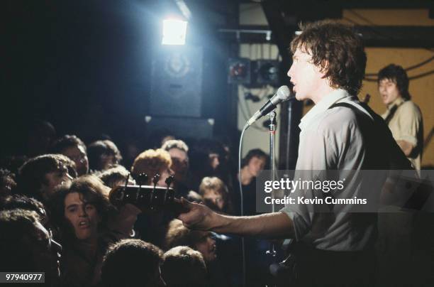 Singer and bassist Tom Robinson of the Tom Robinson Band performs on stage at Rafters in Manchester, England circa 1978.