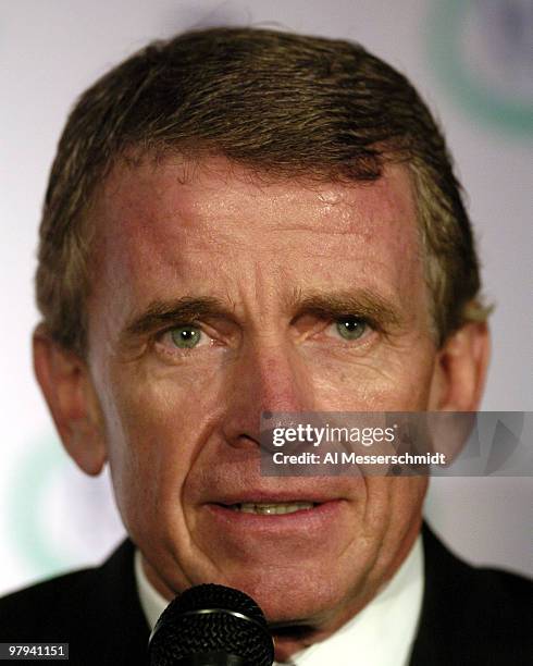 Tour commissioner Tim Finchem at a press conference at the Bay Hill Invitational, Orlando, Florida, March 17, 2004.