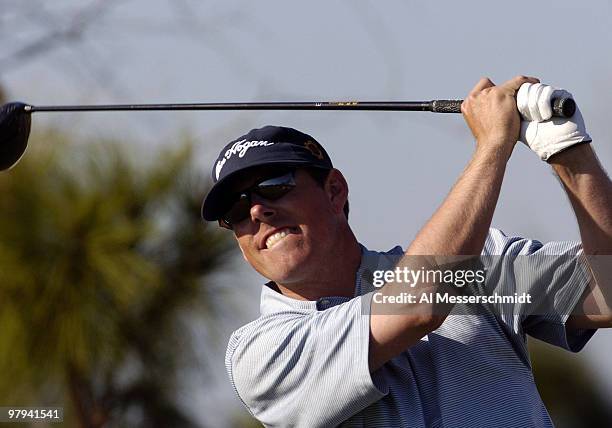 Justin Leonard tees off during the Pro Am at the Honda Classic, March 10 Palm Beach Gardens, Florida. Leonard is the defending tournament champion.